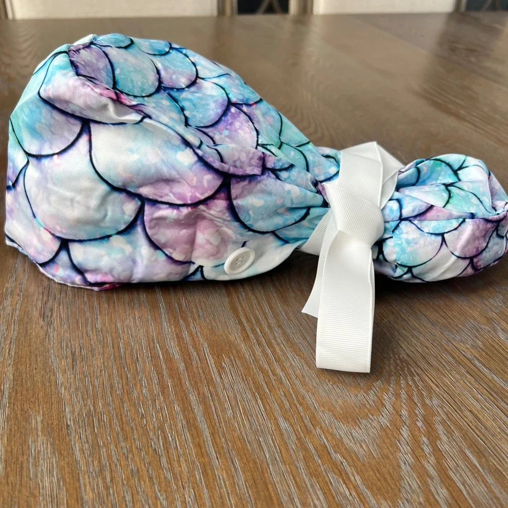 Mermaid Scales Ponytail Scrub hat